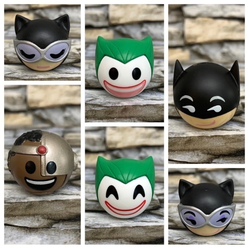 2016 6 Funko Mymoji DC Comics Batman Joker Catwoman Cyborg Figure Emoji Doll Lot